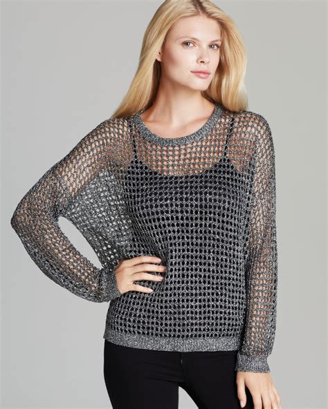 metallic thread sweater fabric|METALLIC THREAD MESH SWEATER TOP .